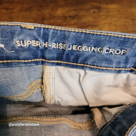 American Eagle Jeans 0 S Jegging Crop Super Hi Rise Medium Light Wash Denim - Picture 5 of 12